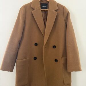 Madewell women’s Tan Double-Breasted Camel Coat